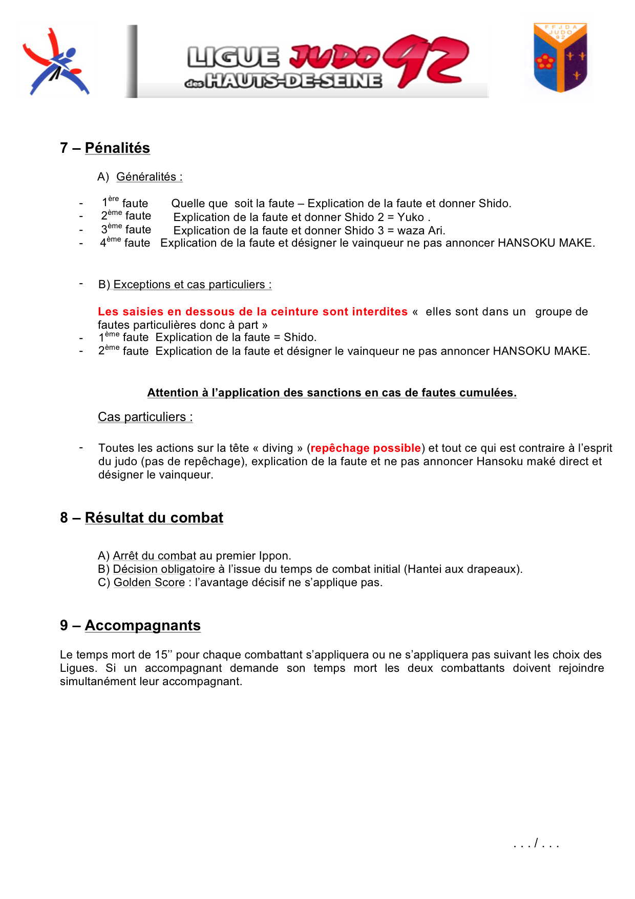 reglement arbitrage benjamins