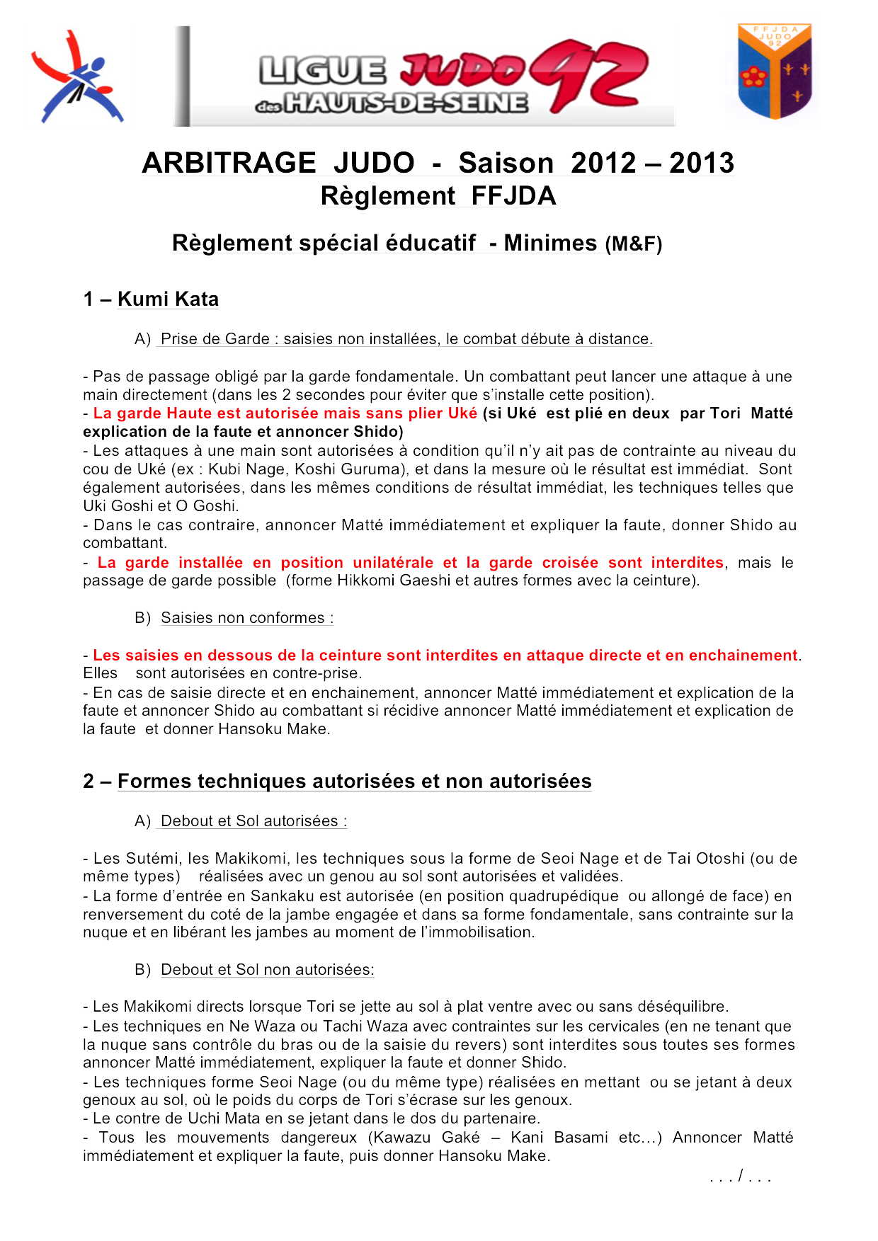 reglement arbitrage minimes